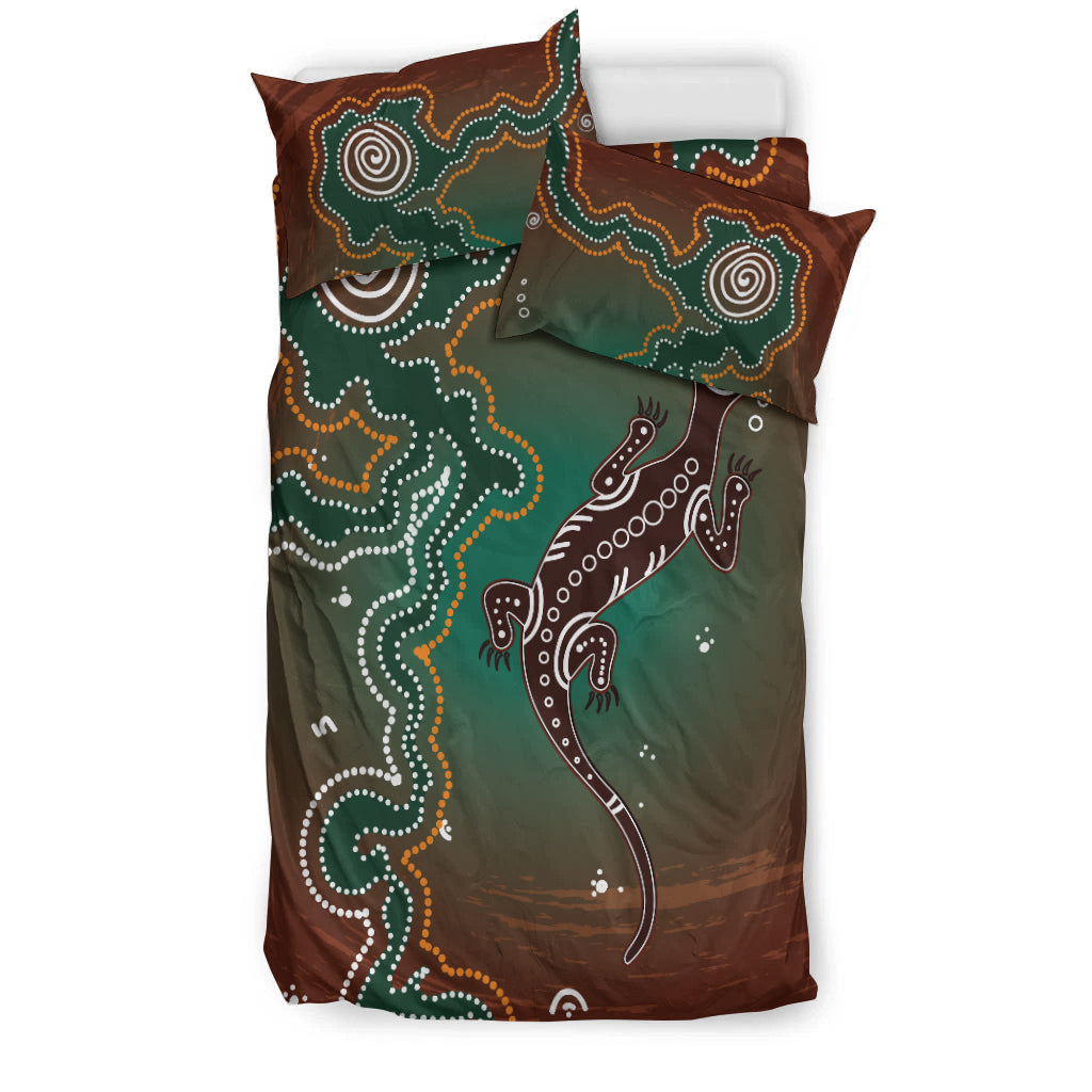 aboriginal-lizard-bedding-set-indigenous-dot-painting-art