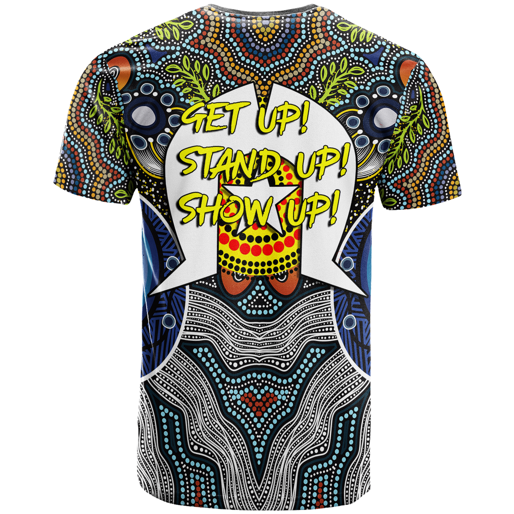 custom-personalised-naidoc-week-2022-get-up-stand-up-show-up-aboriginal-dot-art-t-shirt