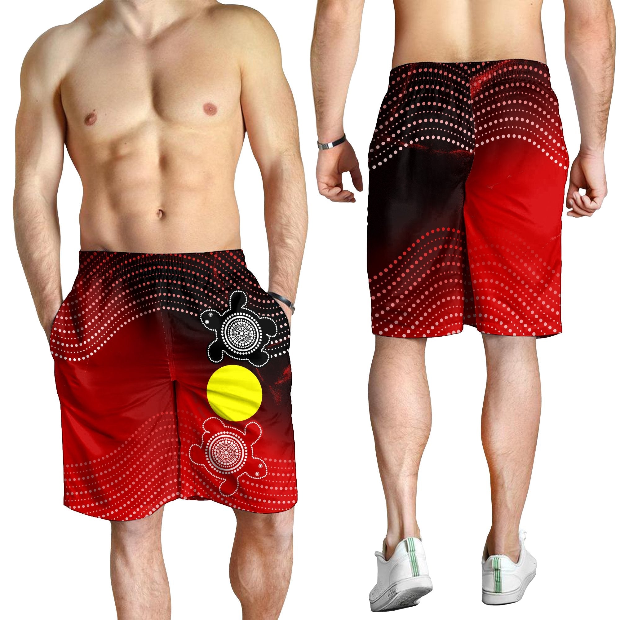 aboriginal-mens-shorts-indigenous-circle-dot-painting-style
