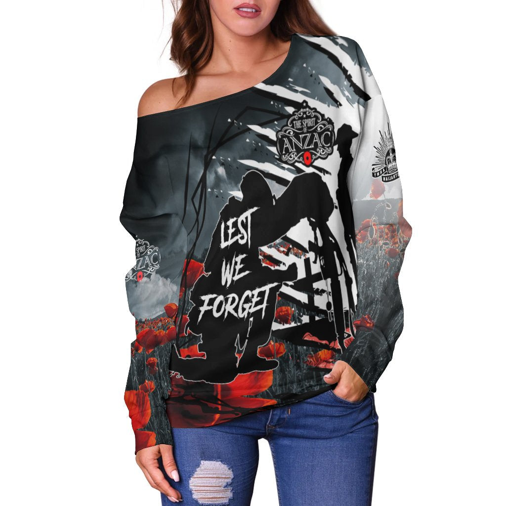 Anzac Day Off Shoulder Sweater - The Spirit of Anzac - Vibe Hoodie