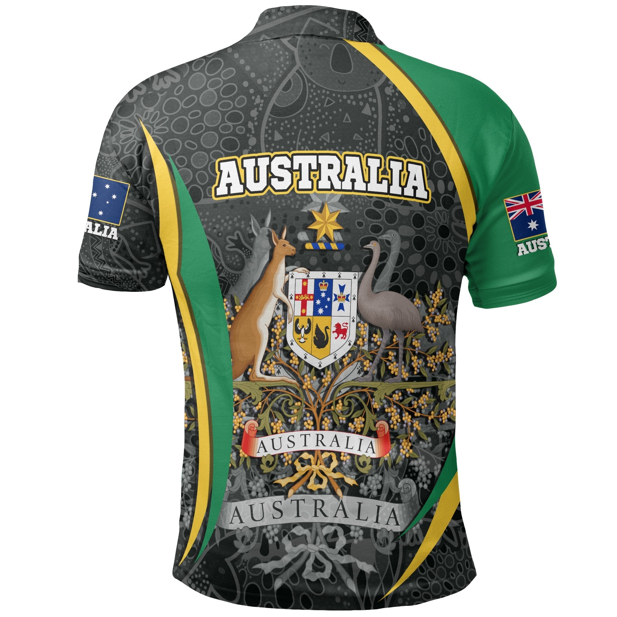 aboriginal-polo-shirt-australian-coat-of-arms-aussie-spirit-green