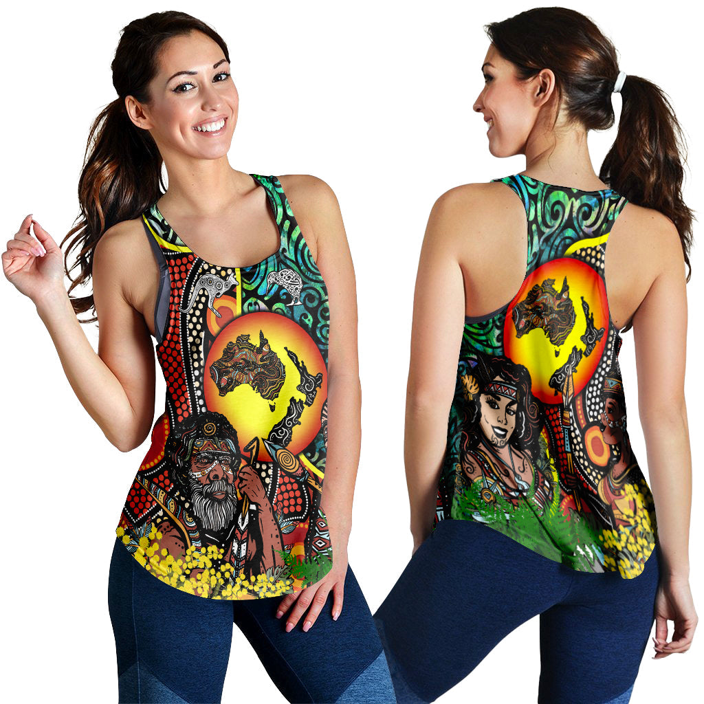 Australia Aboriginal Kangaroo Combine New Zealand Maori Kiwi Bird Women Tank Top - LT2