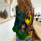 Australia Aboriginal Kangaroo Combine New Zealand Maori Kiwi Bird Women Casual Shirt - LT2