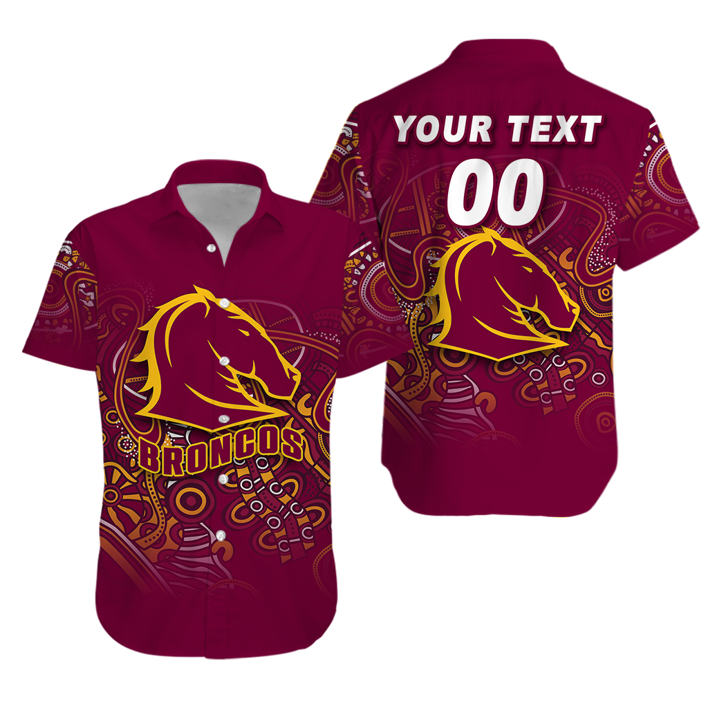 (Custom Personalised) Brisbane Broncos Rugby Indigenous Hawaiian Shirt - LT12
