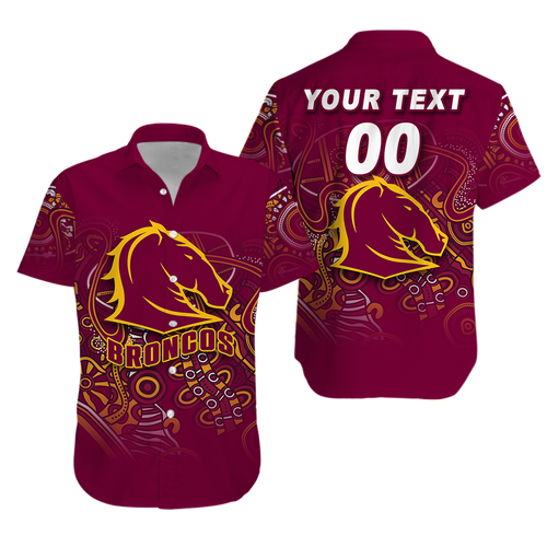 (Custom Personalised) Brisbane Broncos Rugby Indigenous Hawaiian Shirt - LT12