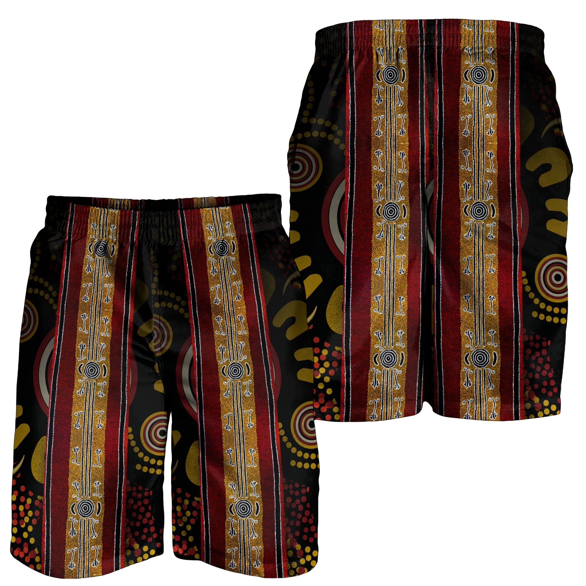 men-short-aboriginal-dot-panting-art-stripe-lines