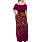 Brisbane Broncos Rugby Indigenous Women Off Shoulder Dress - LT12