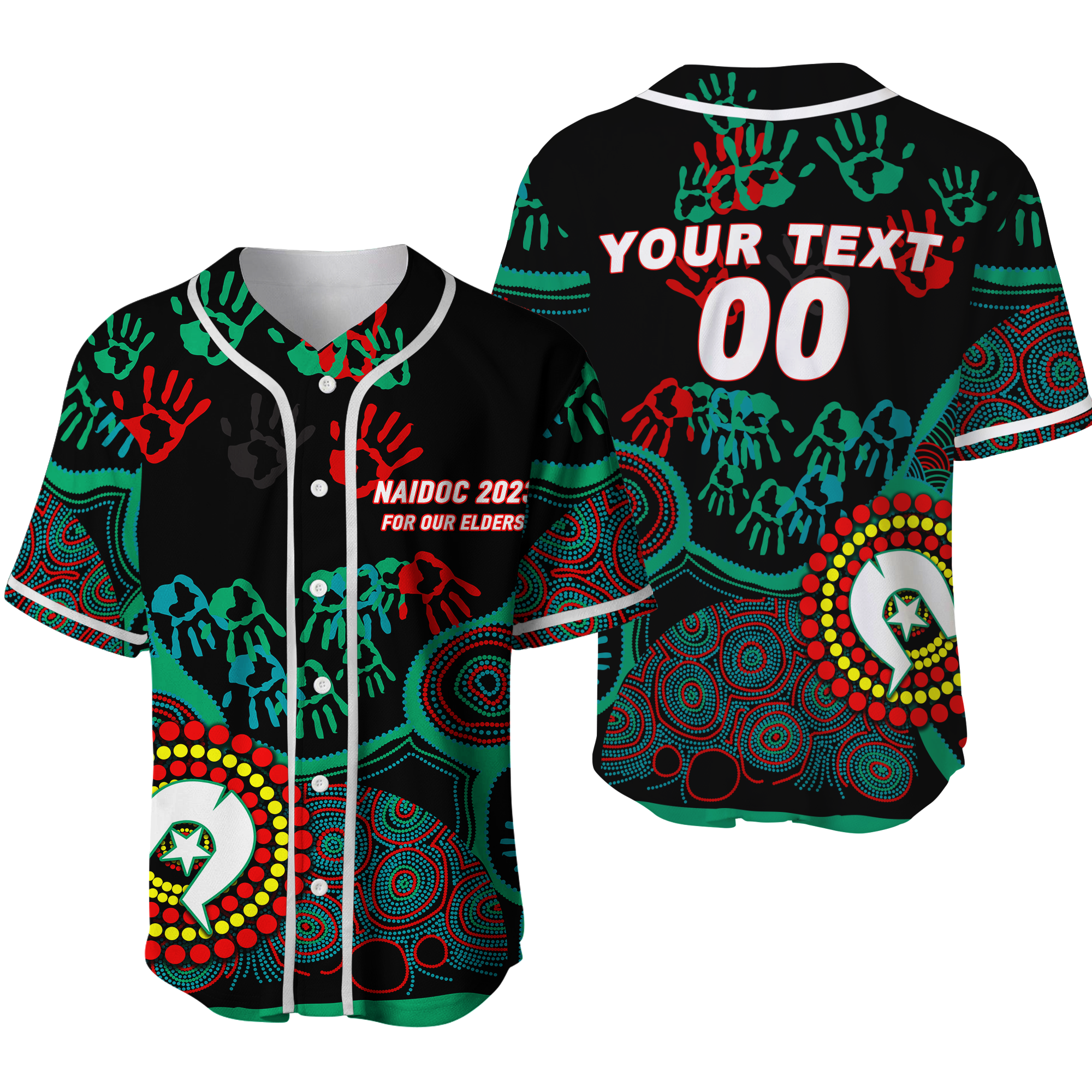 (Custom Personalised) NAIDOC Week 2023 Aboriginal Art For Our Elders Baseball Jersey - LT12