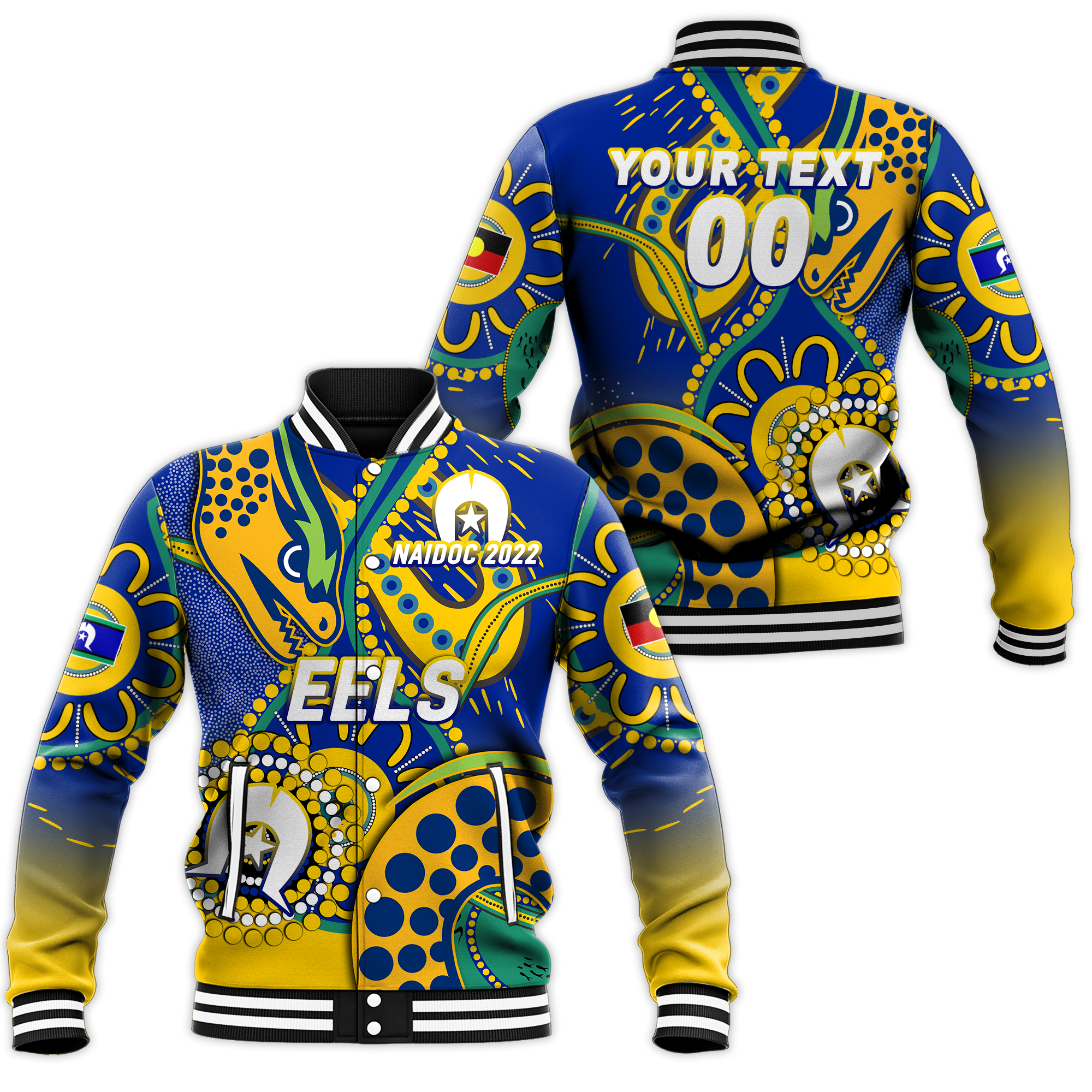 custom-personalised-eels-rugby-naidoc-2022-aboriginal-baseball-jacket