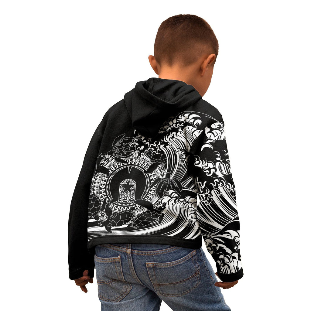 aboriginal-kid-zip-up-hoodie-torres-strait-islands-in-wave-black