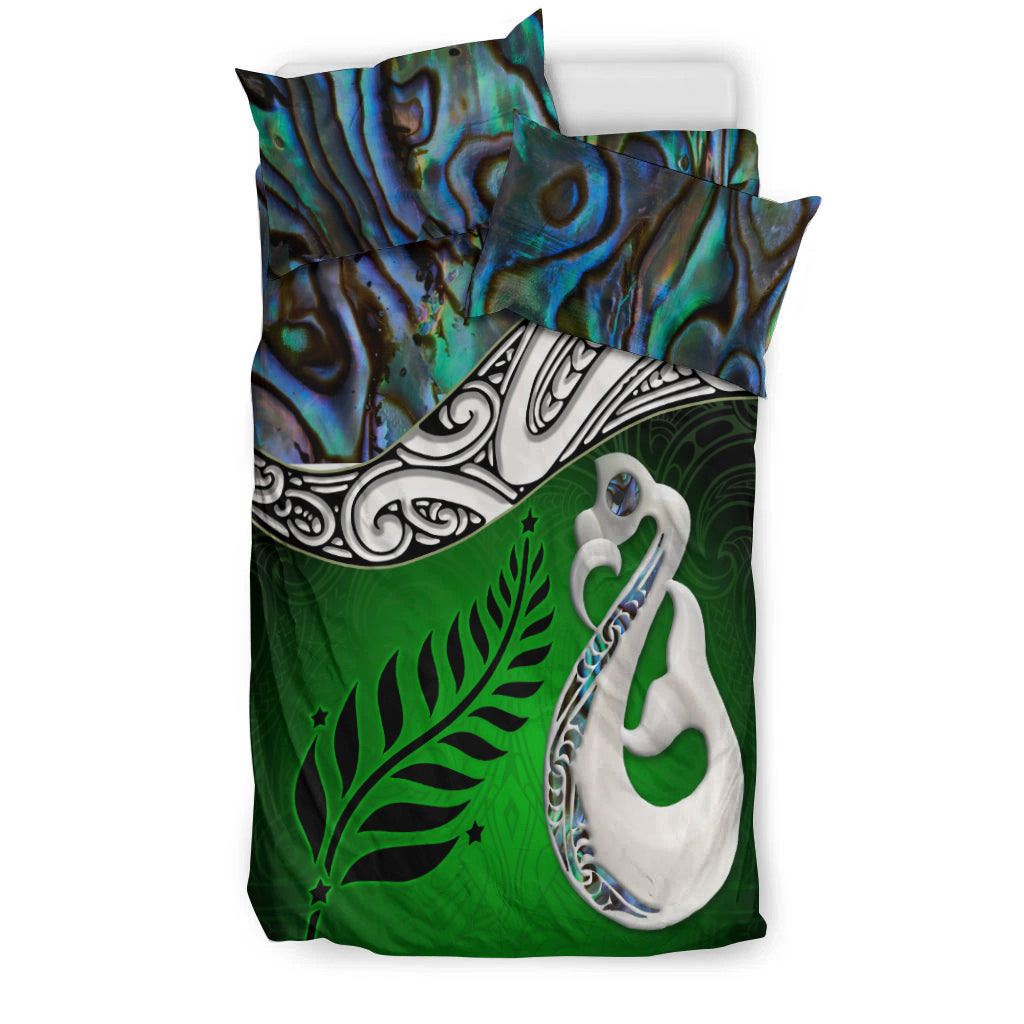 new-zealand-maori-bedding-set-manaia-paua-shell-glitter-green