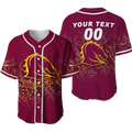 (Custom Personalised) Brisbane Broncos Rugby Indigenous Baseball Jersey - LT12