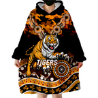 (Custom Personalised ) Tigers Rugby ANZAC Day Camouflage Indigenous Art Wearable Blanket Hoodie - LT12