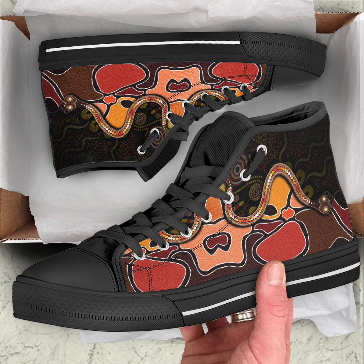high-top-aboriginal-snake-with-dot-painting