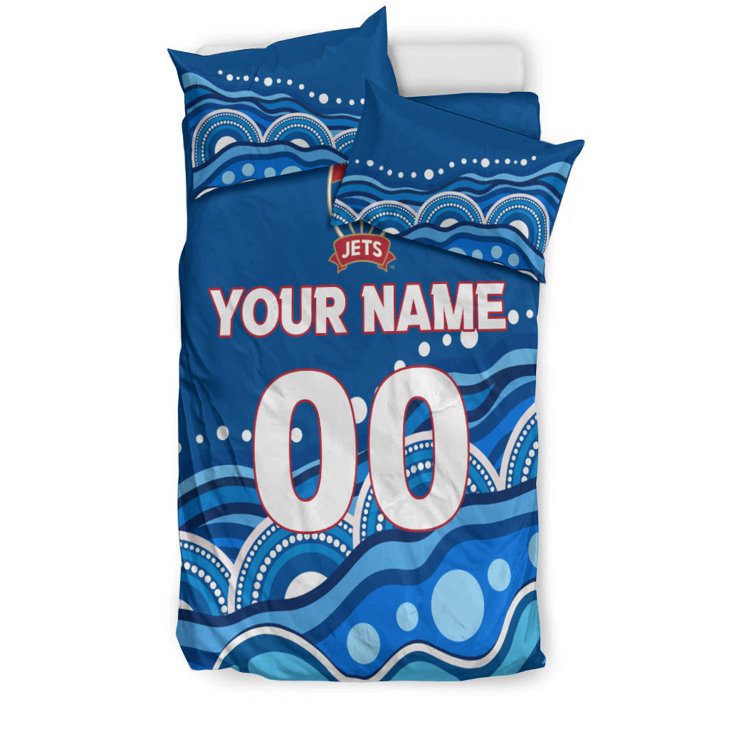custom-personalised-newcastle-jets-bedding-set-indigenous-dot-painting-art