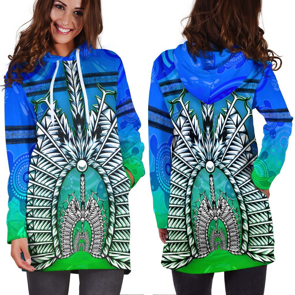 Hoodie Dress - Turtle Background With Dhari Mask - Vibe Hoodie