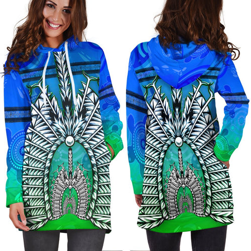 Hoodie Dress - Turtle Background With Dhari Mask - Vibe Hoodie