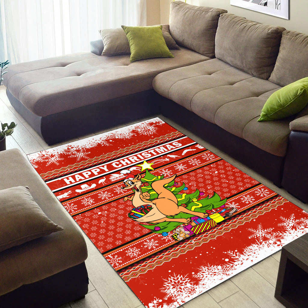 Australia Christmas Kangaroo Aboriginal Pattern Area Rug - LT2