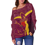 Brisbane Broncos Anzac Day Women Off Shoulder Sweater - Indigenous Art