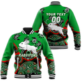 (Custom Personalised) Rabbitohs Rugby Aboriginal Art Baseball Jacket - LT12