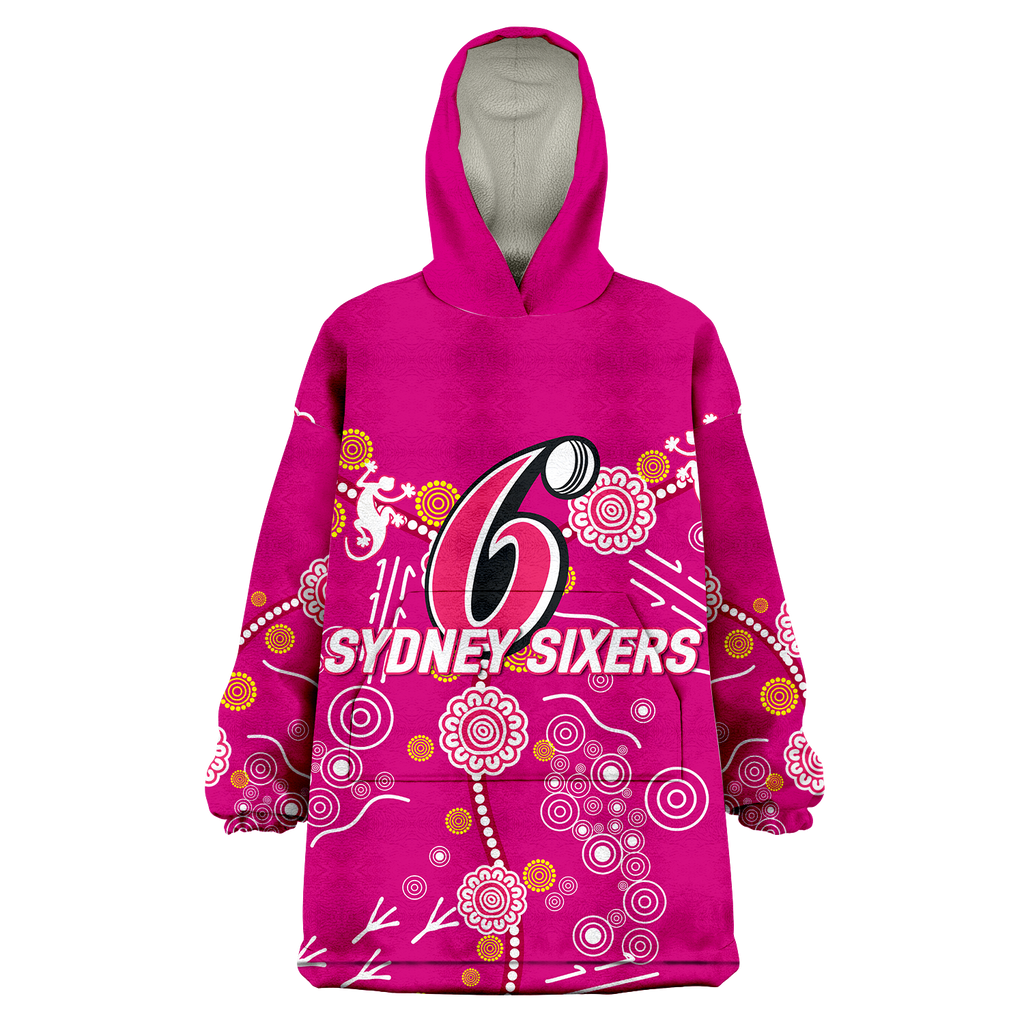 Sydney Sixers Aboriginal Art Cricket 2022 Wearable Blanket Hoodie - LT12