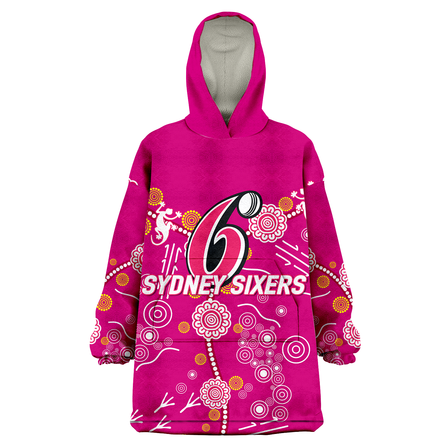 Sydney Sixers Aboriginal Art Cricket 2022 Wearable Blanket Hoodie - LT12