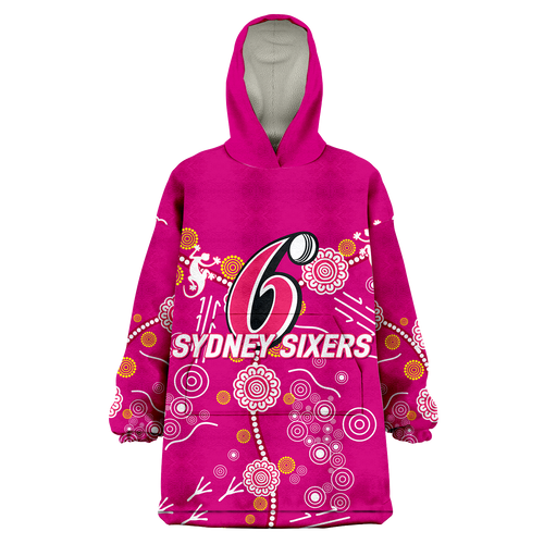 Sydney Sixers Aboriginal Art Cricket 2022 Wearable Blanket Hoodie - LT12