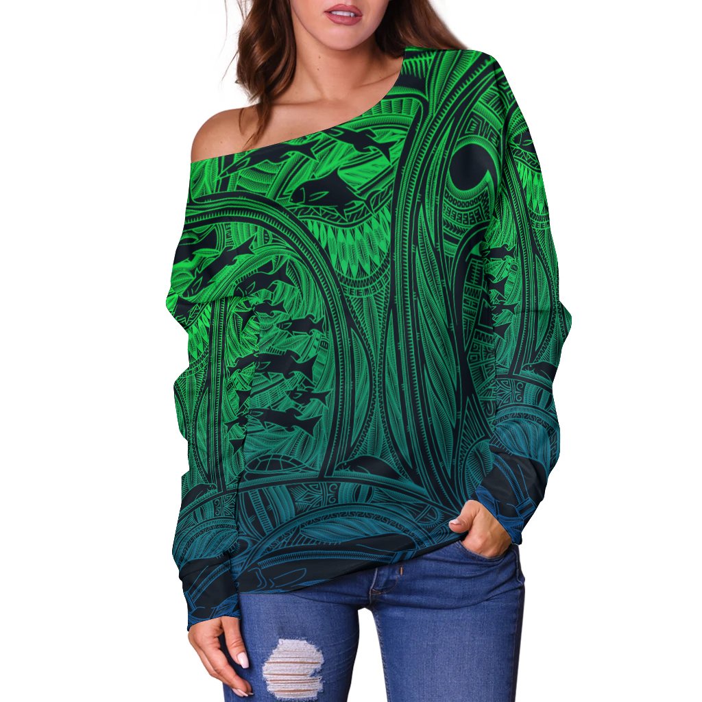 Torres Strait Islanders Off Shoulder Sweater - Ocean Art - Vibe Hoodie
