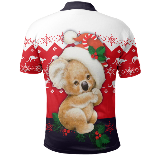 christmas-polo-shirt-koala-shirt-kangaroo-symbol-snowflakes-unisex