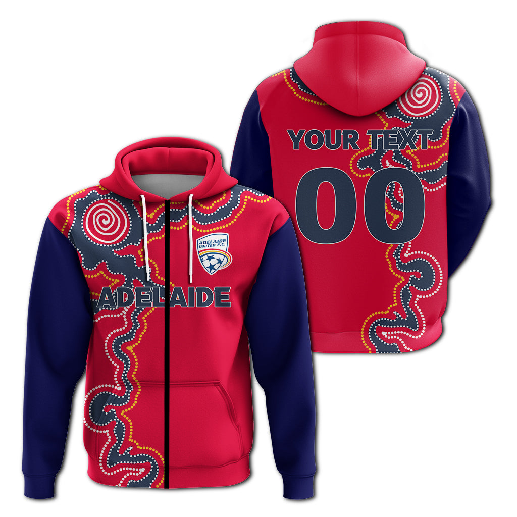 custom-personalised-adelaide-united-zip-hoodie-indigenous-dot-painting-art