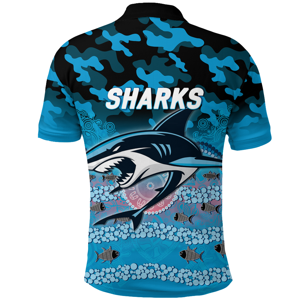 Sharks Rugby ANZAC Day Camouflage Indigenous Art Polo Shirt - LT12