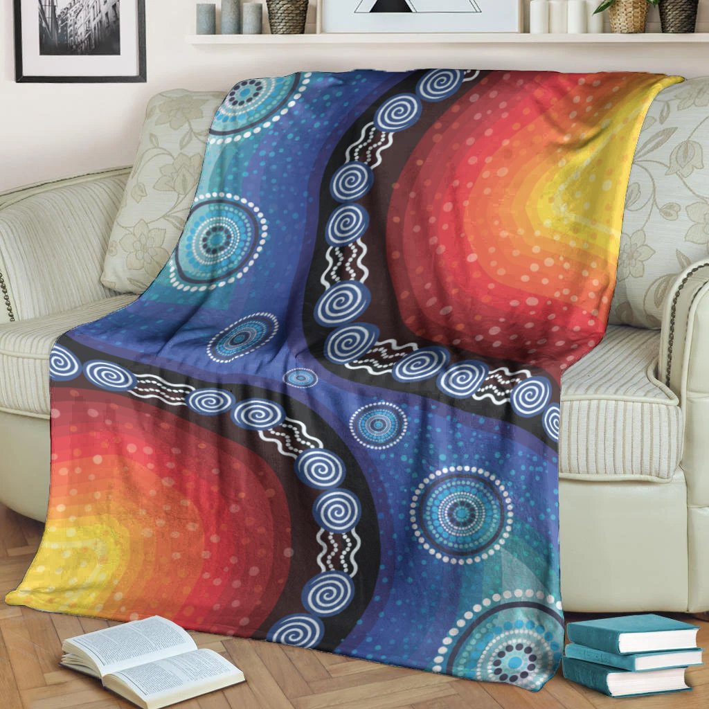 premium-blanket-aboriginal-color-dot-painting
