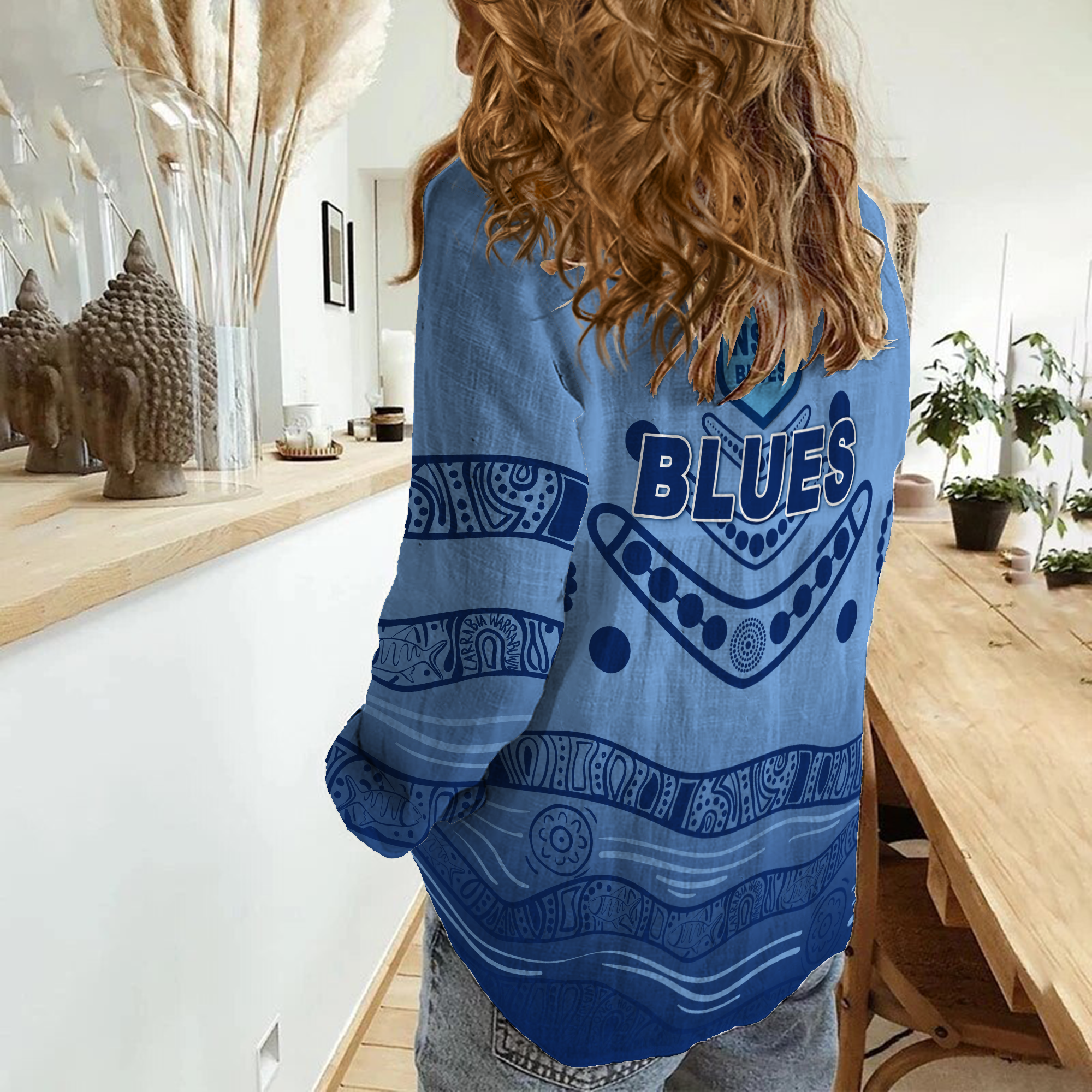 (Custom Personalised) New South Wales Blues Aboriginal  Indigenous Women Off Shoulder Sweater - LT12