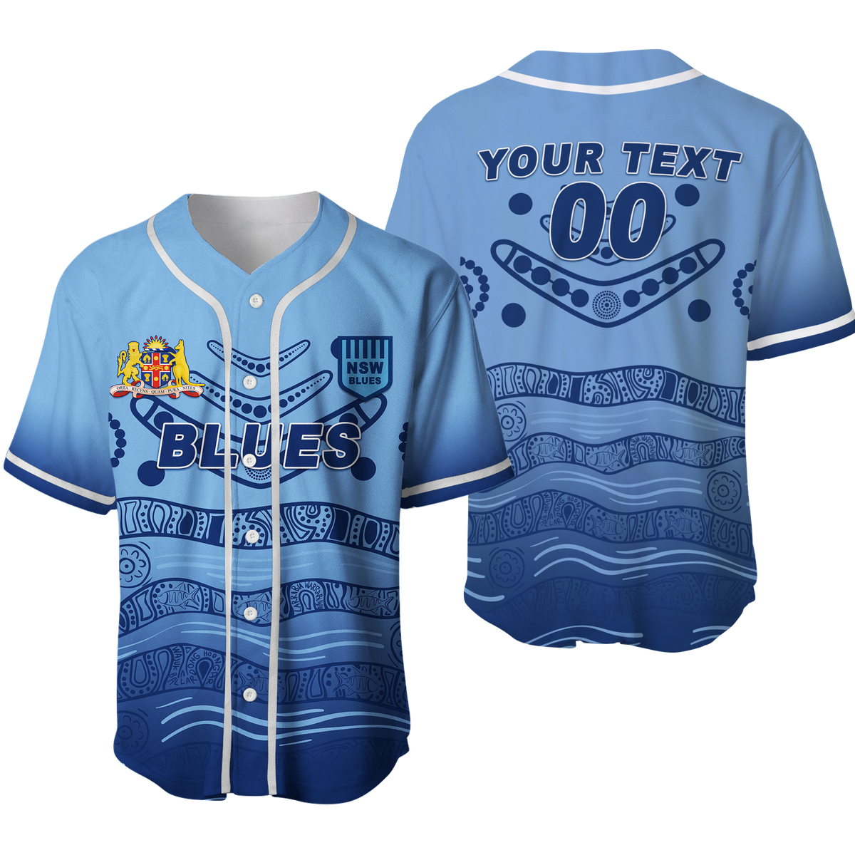 (Custom Personalised) New South Wales Blues Aboriginal  Indigenous Baseball Jersey - LT12