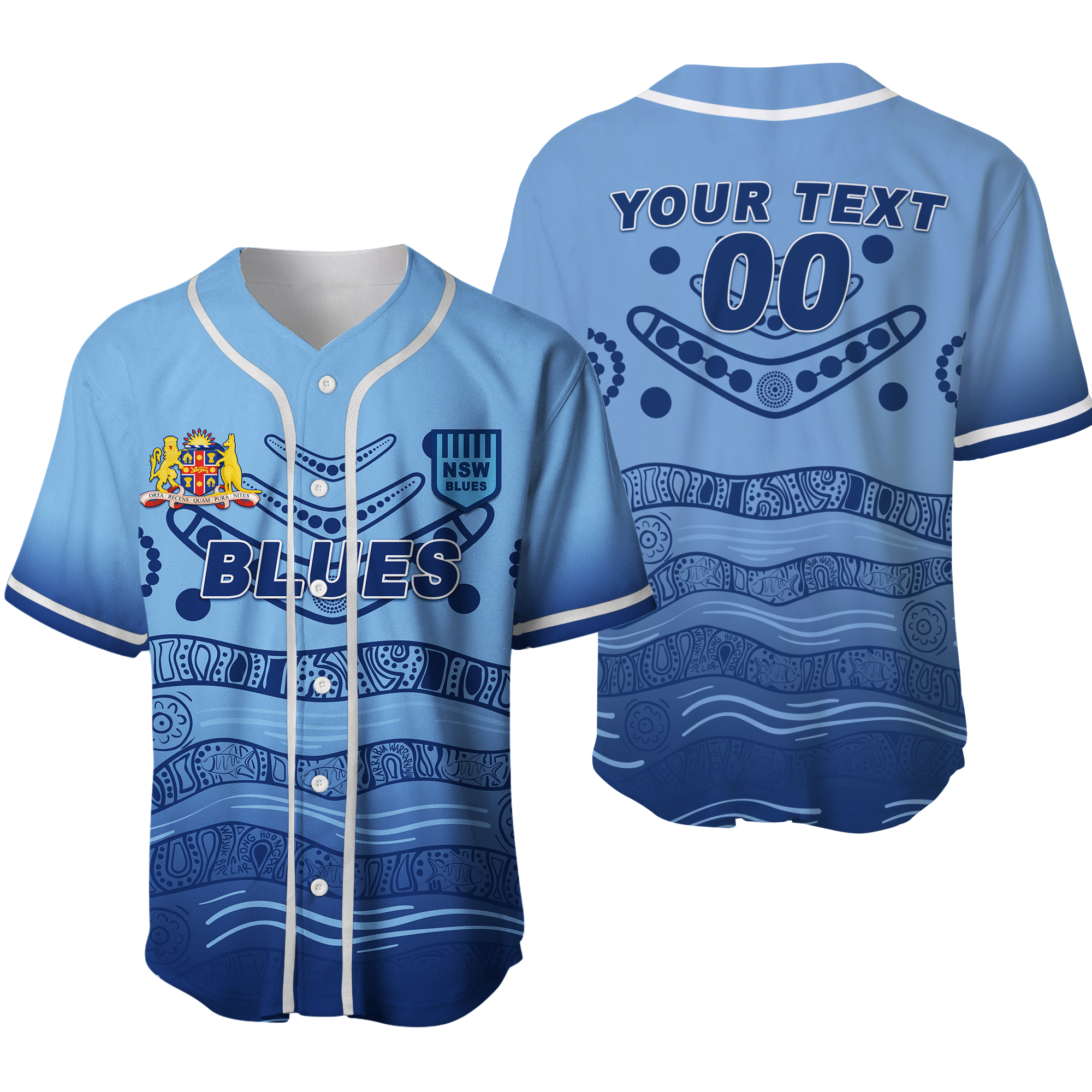 (Custom Personalised) New South Wales Blues Aboriginal  Indigenous Baseball Jersey - LT12