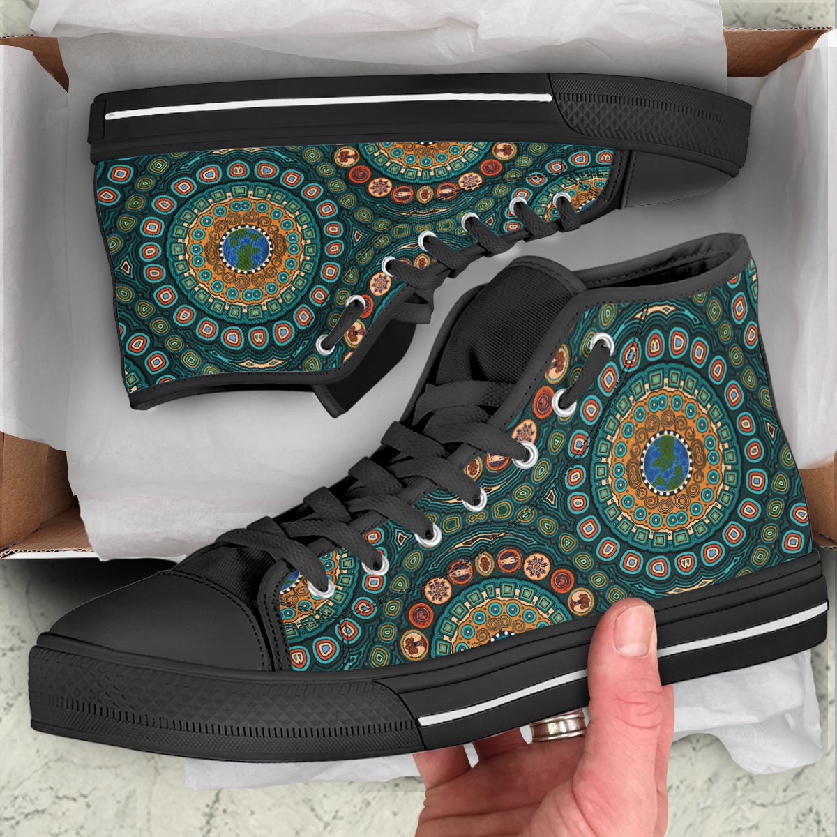 high-top-shoe-aboriginal-green-dot-painting-with-earth