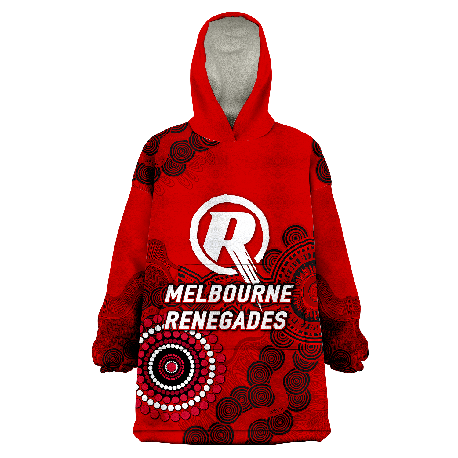 Melbourne Renegades Aboriginal Art Cricket 2022 Wearable Blanket Hoodie - LT12