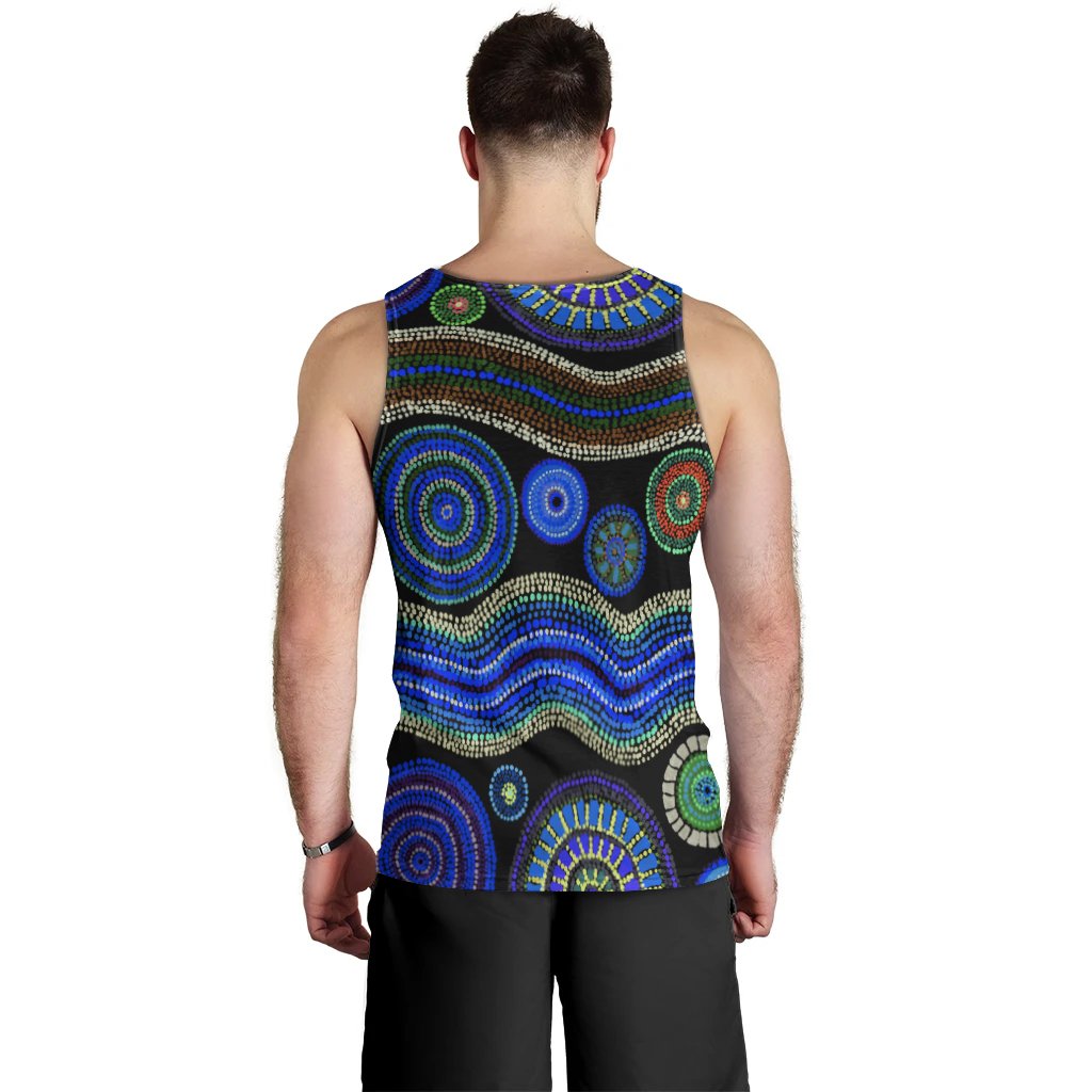 men-tank-top-aboriginal-dot-unique-style-blue