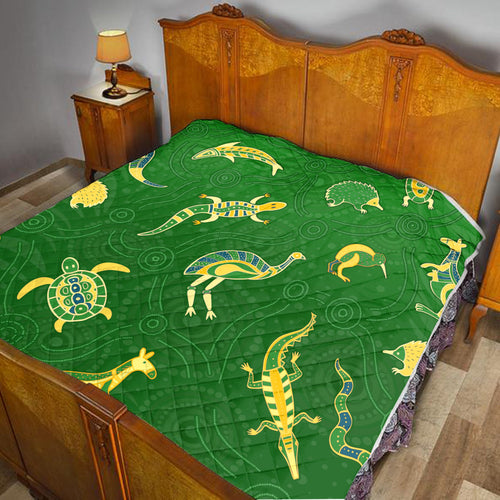 aboriginal-art-premium-quilt-animals-australia-version-green