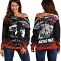 Anzac Day Women's Off Shoulder Sweater - Remembrance Anzac - Vibe Hoodie