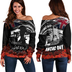 Anzac Day Women's Off Shoulder Sweater - Remembrance Anzac - Vibe Hoodie