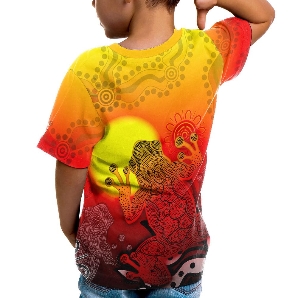 customaboriginal-t-shirt-kid-indigenous-frog-red