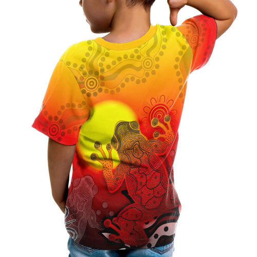 customaboriginal-t-shirt-kid-indigenous-frog-red