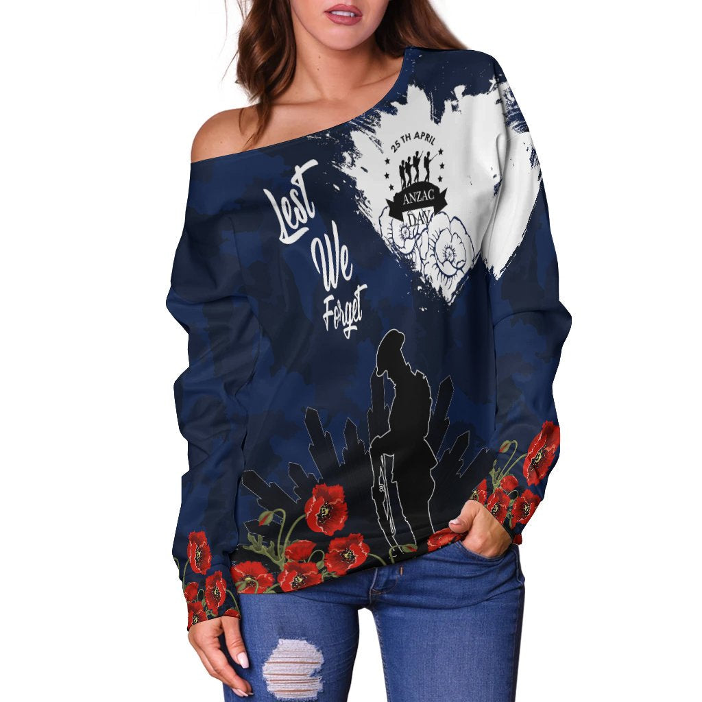 Anzac Day Women's Off Shoulder Sweater - Australia Anzac Day 2021 - Vibe Hoodie