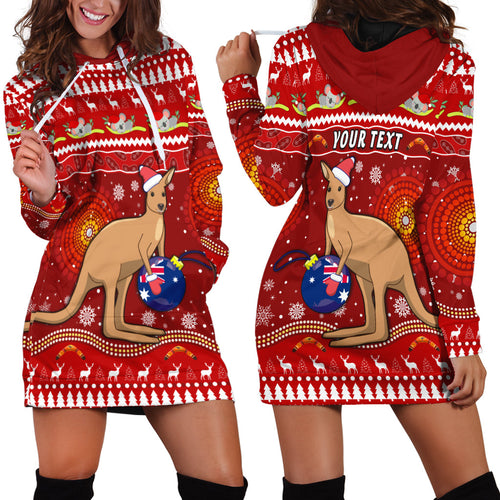 custom-personalised-australia-christmas-hoodie-dress-aboriginal-kangaroo