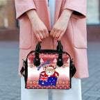 Christmas Shoulder Handbags - Australia Santa Claus Hold The Flag ( Red) - Vibe Hoodie