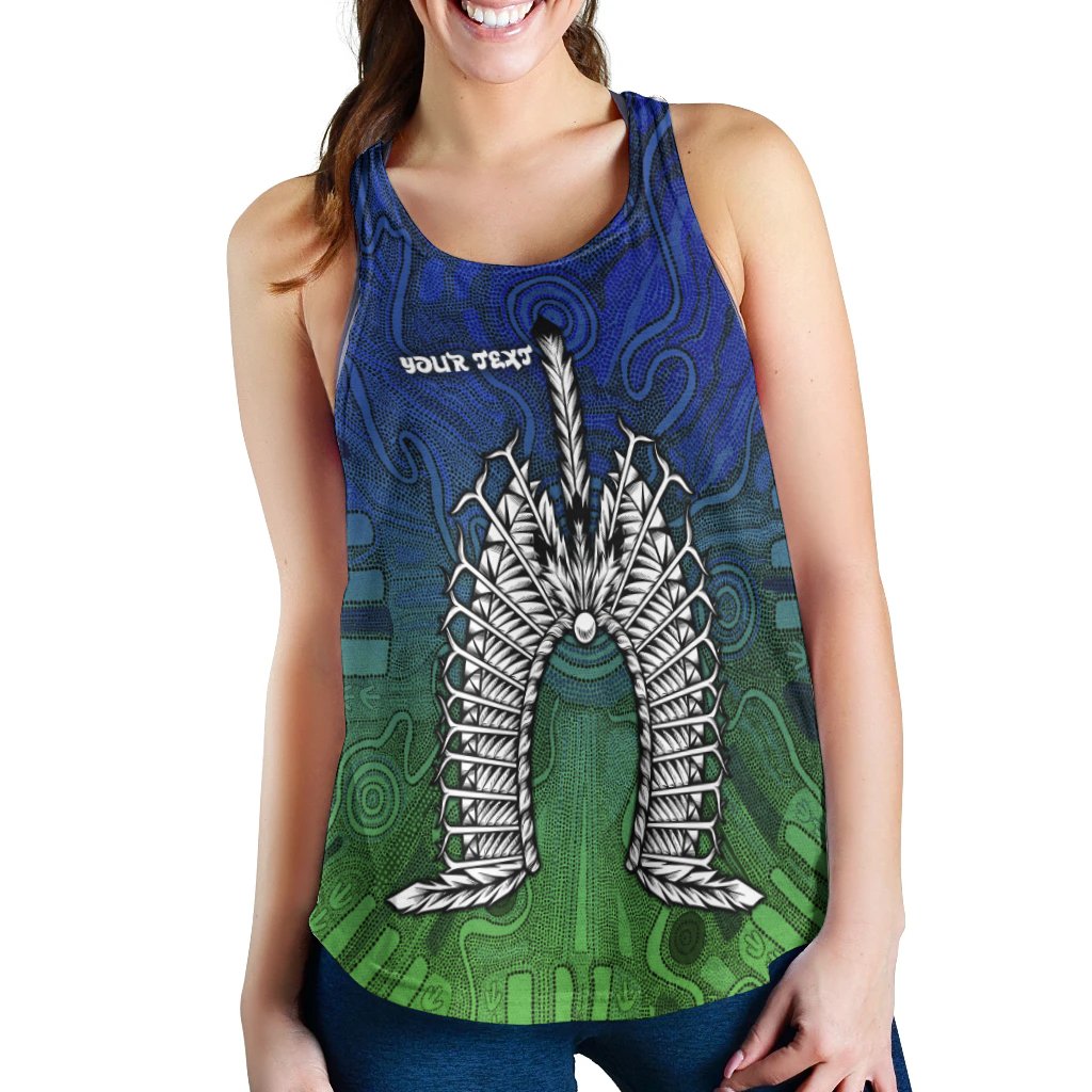 (Custom Text) Torres Strait Islander Women's Racerback Tank- Dhari Mask - Vibe Hoodie
