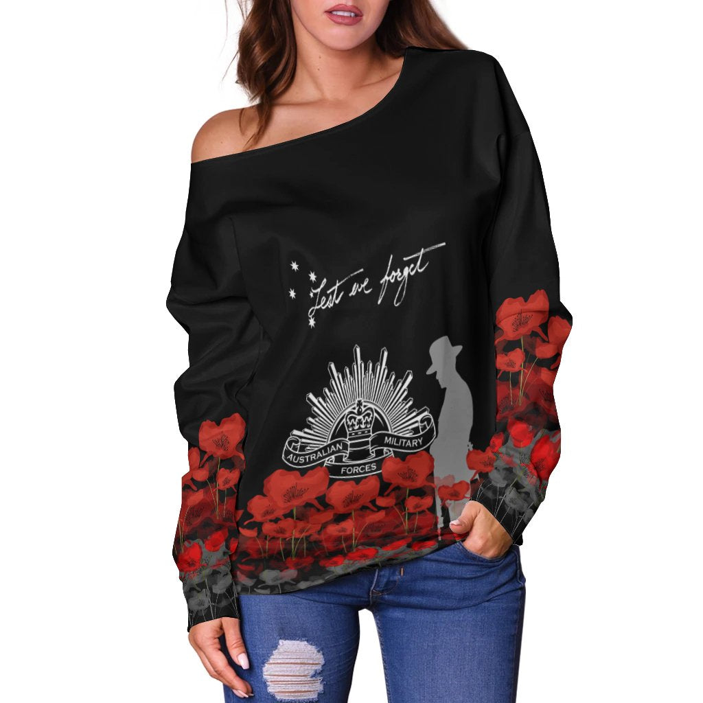 Anzac Day Off Shoulder Sweater - Remember Them - Vibe Hoodie