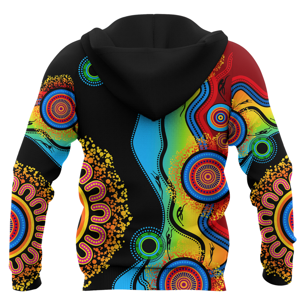 aboriginal-zip-up-hoodie-circle-dot-painting-flowers-patterns-blue-dream