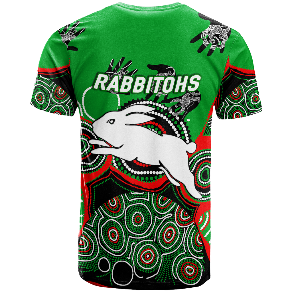 Rabbitohs Rugby Aboriginal Art T-Shirt - LT12